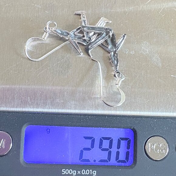 Sterling Silver 925 Whimsical Smiling Figures Dangle Earrings Size 2.5" Length - Picture 8 of 8